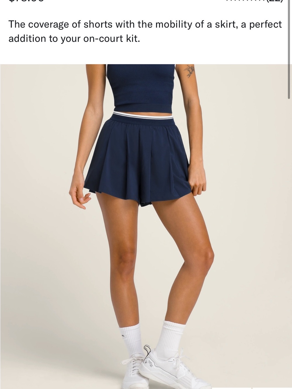 Wilson Navy Athletic Skort with Contrast Waistband